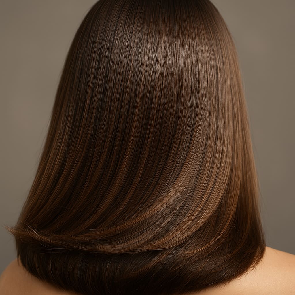 Geglättetes, glänzendes Haar nach Styling